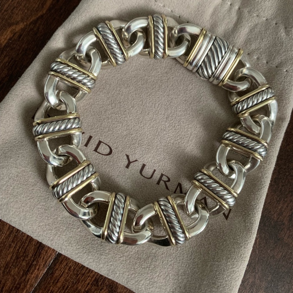 David Yurman Two-Tone Sterling & 18k Gold Madison Link Bracelet